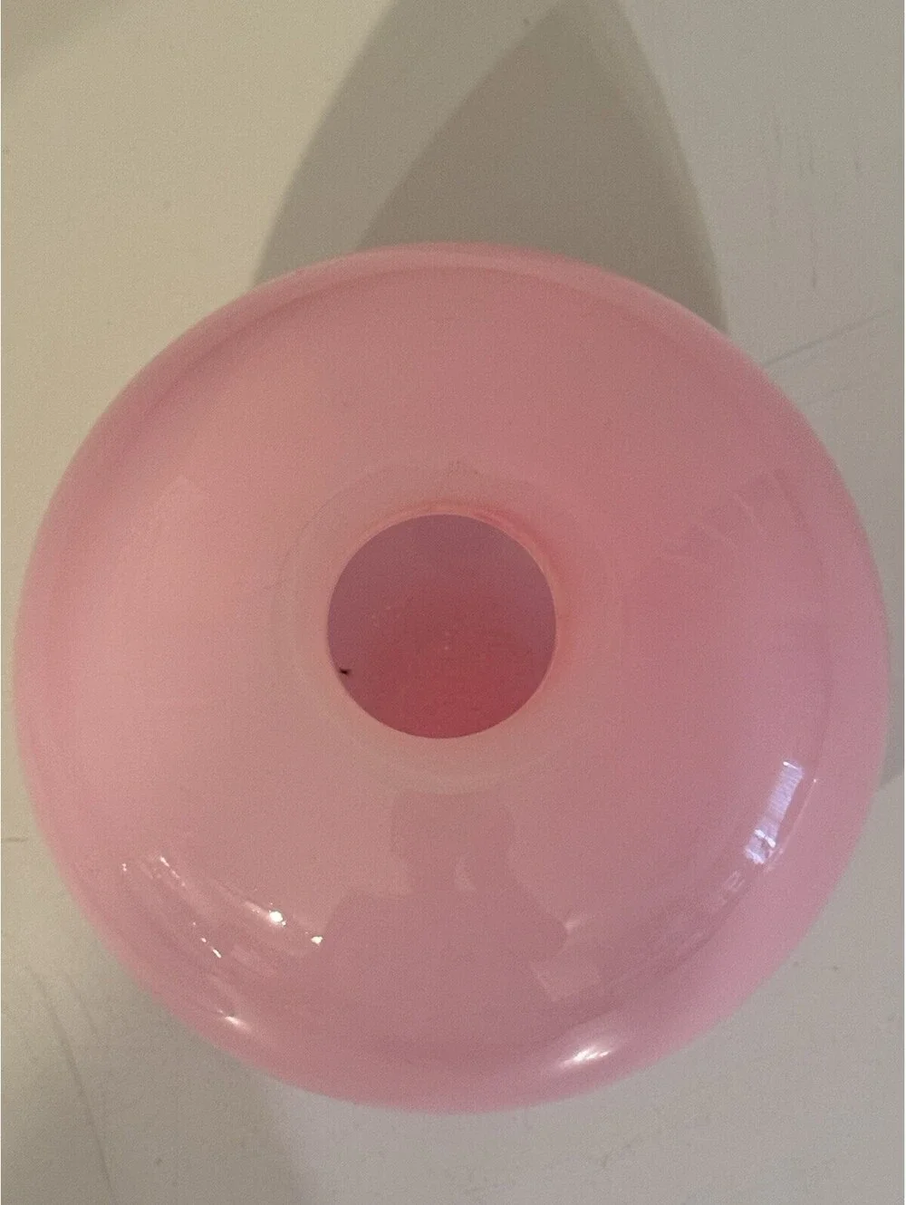 Unmarked Pink Solid Glass Globe Vase, Glossy Finish Decorative, 5 in H